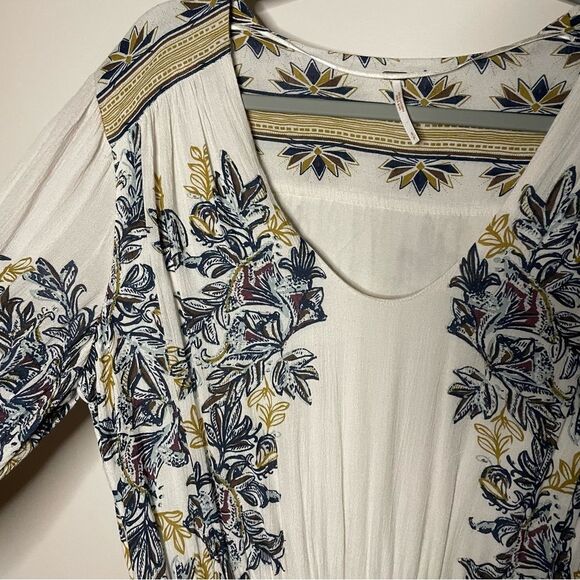 Free People Moonlight Drive Mini Boho Peasant Dress Ivory Small - Picture 3 of 14